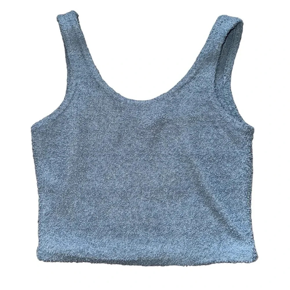Better Together Fuzzy Blue Crop Top Women Size Small